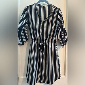 Elegant Striped Mini Dress in Black and White